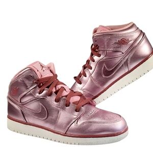 Jordan 1 Mid SE MetallicPink Shoes Sneakers (GS)AV5174- 640